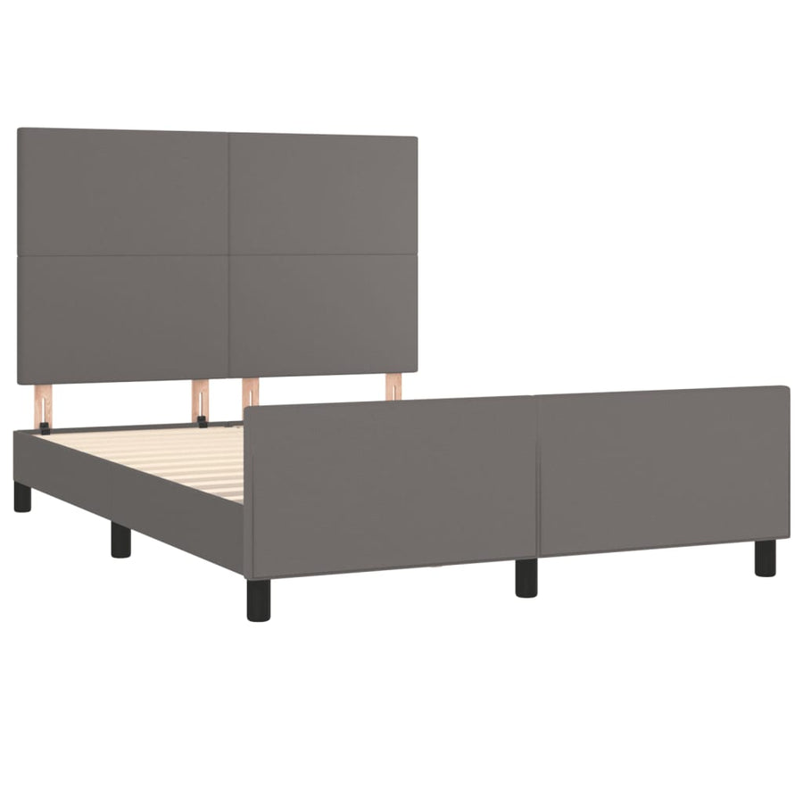 Bedframe Met Hoofdbord Kunstleer Grijs 140 x 200 cm Effen ontwerp