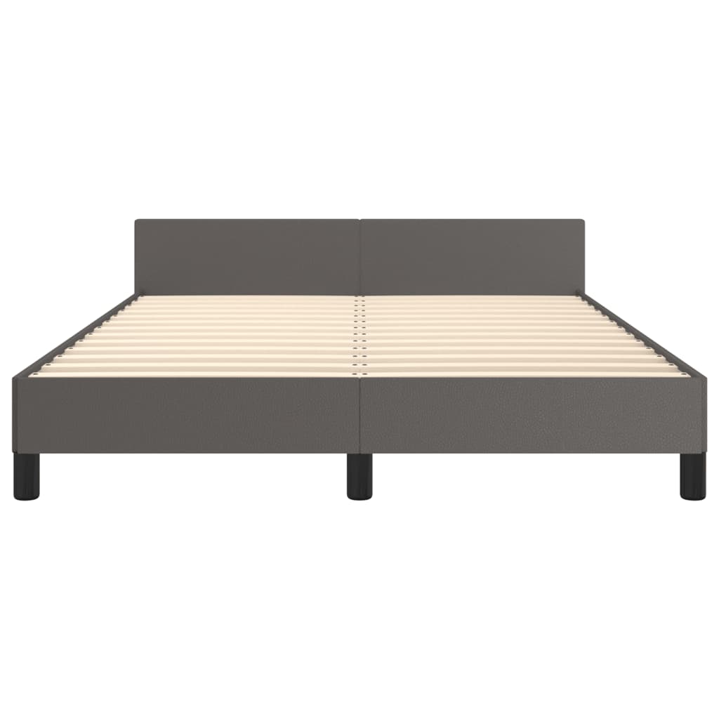 Bedframe Met Hoofdbord Kunstleer Grijs 140 x 200 cm Effen ontwerp
