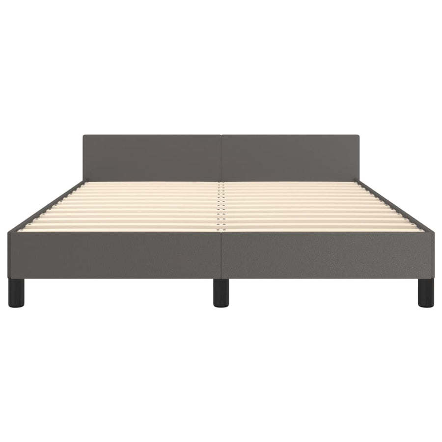 Bedframe Met Hoofdbord Kunstleer Grijs 140 x 200 cm Effen ontwerp