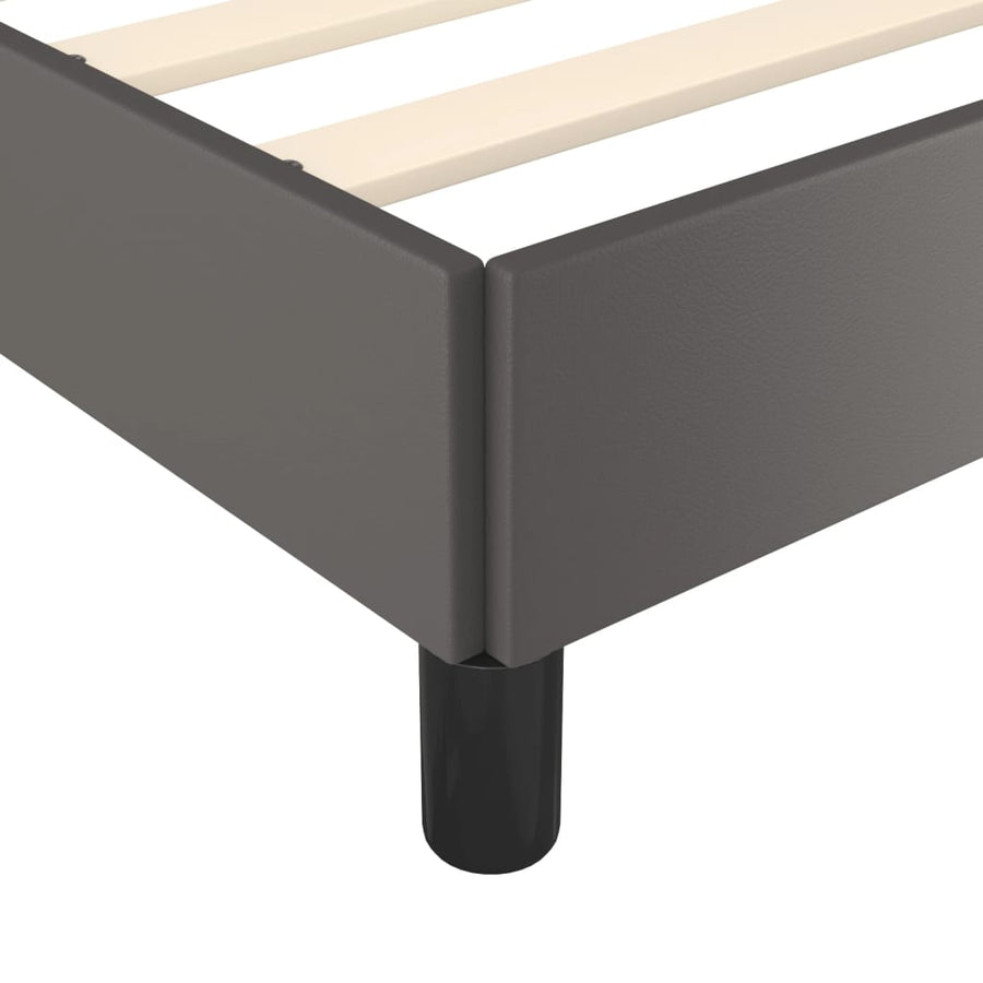 Bedframe Met Hoofdbord Kunstleer Grijs 140 x 200 cm Effen ontwerp