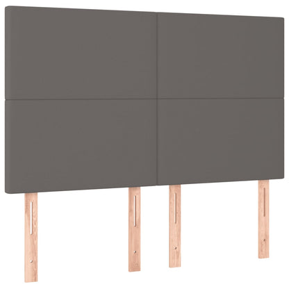 Bedframe Met Hoofdbord Kunstleer Grijs 140 x 200 cm Effen ontwerp