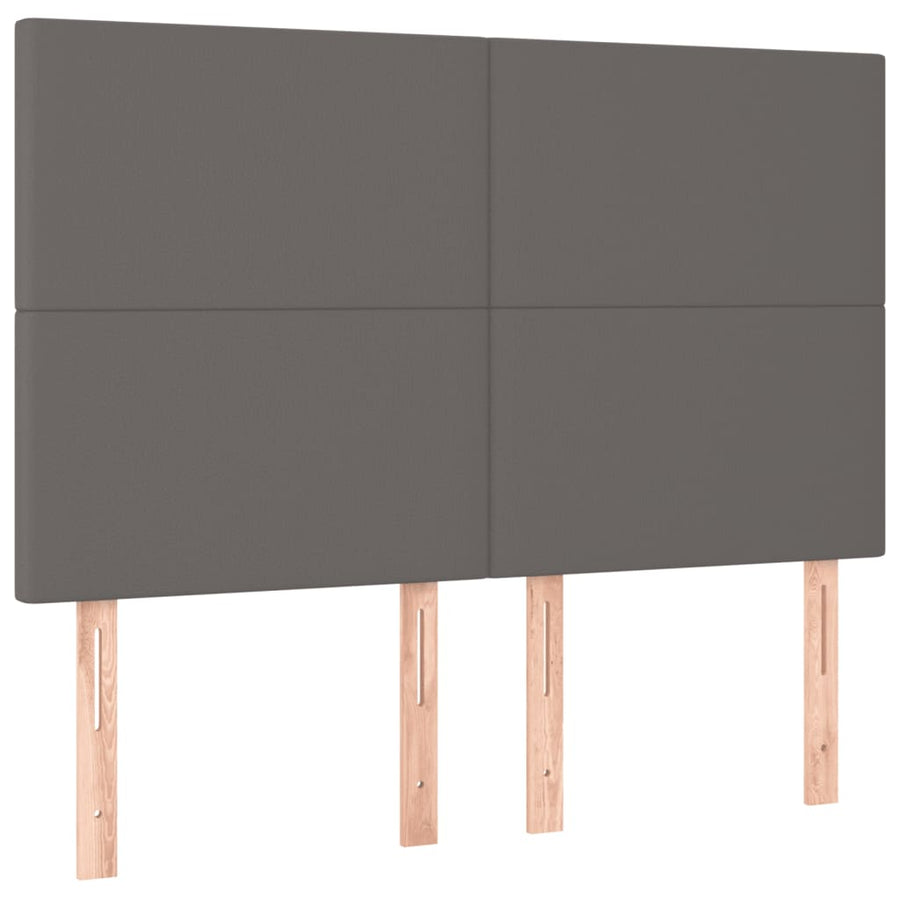 Bedframe Met Hoofdbord Kunstleer Grijs 140 x 200 cm Effen ontwerp