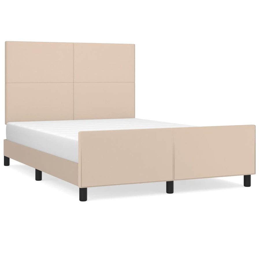 Bedframe met hoofdbord kunstleer cappuccinokleurig 140x200 cm 140 x 200 cm Cappuccino