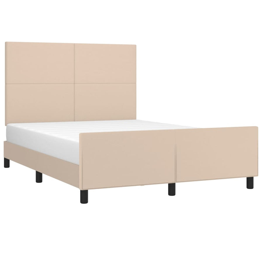 Bedframe met hoofdbord kunstleer cappuccinokleurig 140x200 cm 140 x 200 cm Cappuccino