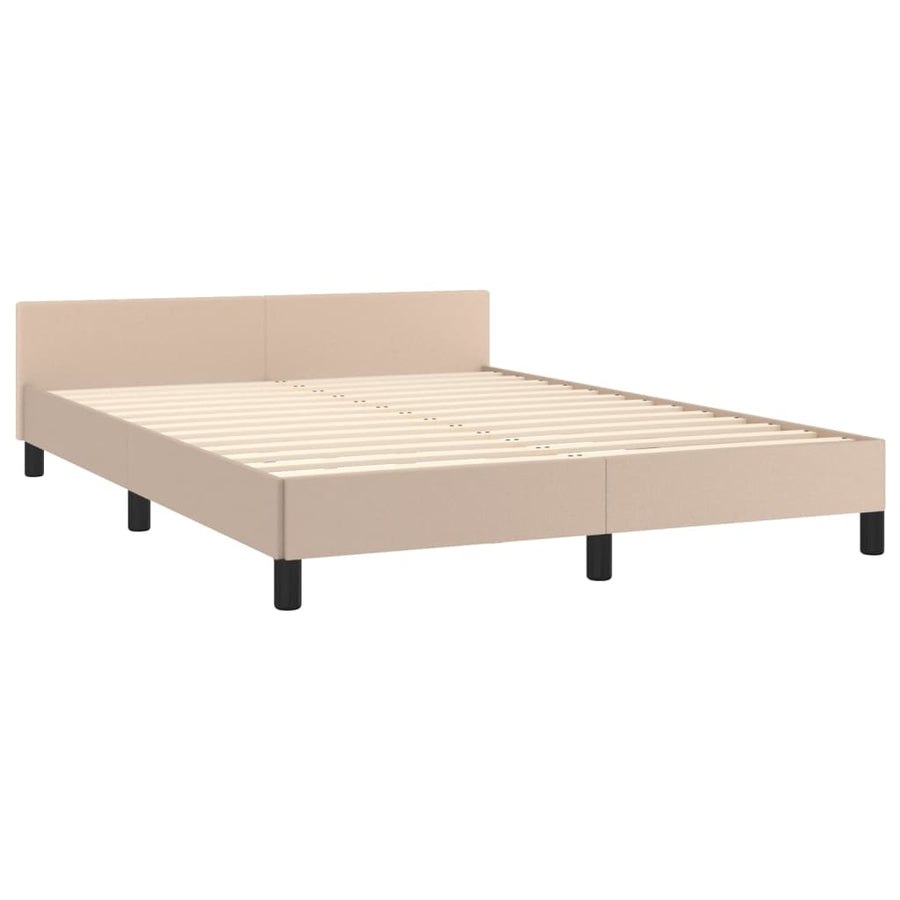Bedframe met hoofdbord kunstleer cappuccinokleurig 140x200 cm 140 x 200 cm Cappuccino