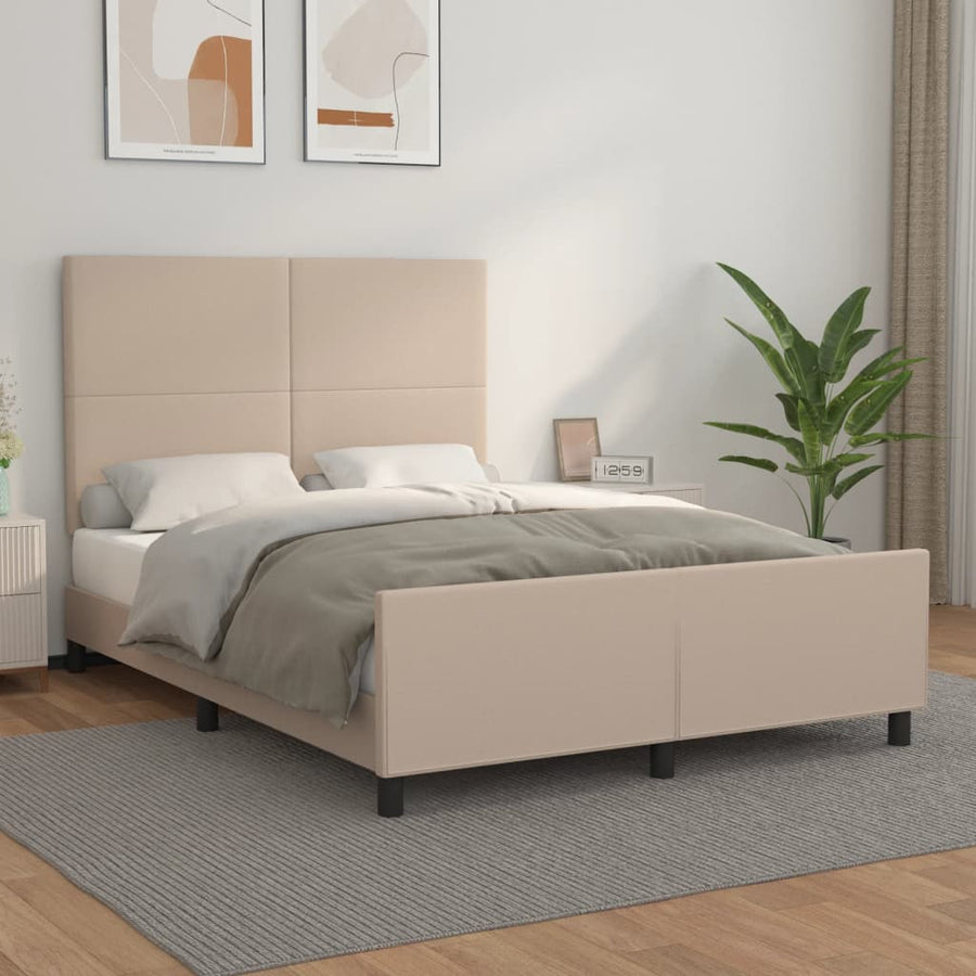 Bedframe met hoofdbord kunstleer cappuccinokleurig 140x200 cm 140 x 200 cm Cappuccino