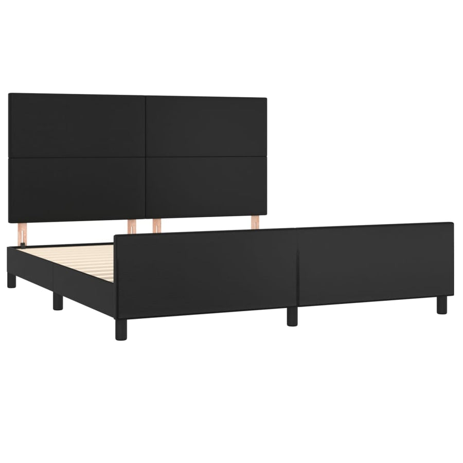 Bedframe Met Hoofdbord Kunstleer Zwart 160 x 200 cm Effen ontwerp