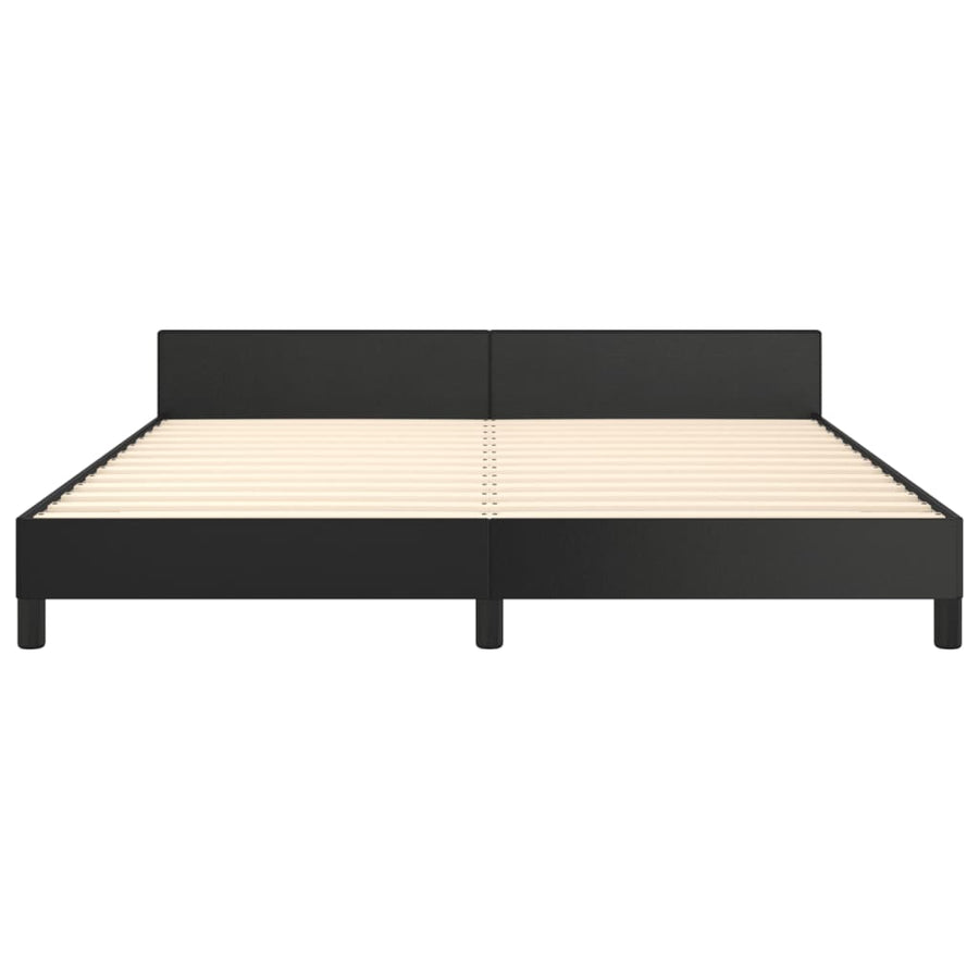 Bedframe Met Hoofdbord Kunstleer Zwart 160 x 200 cm Effen ontwerp