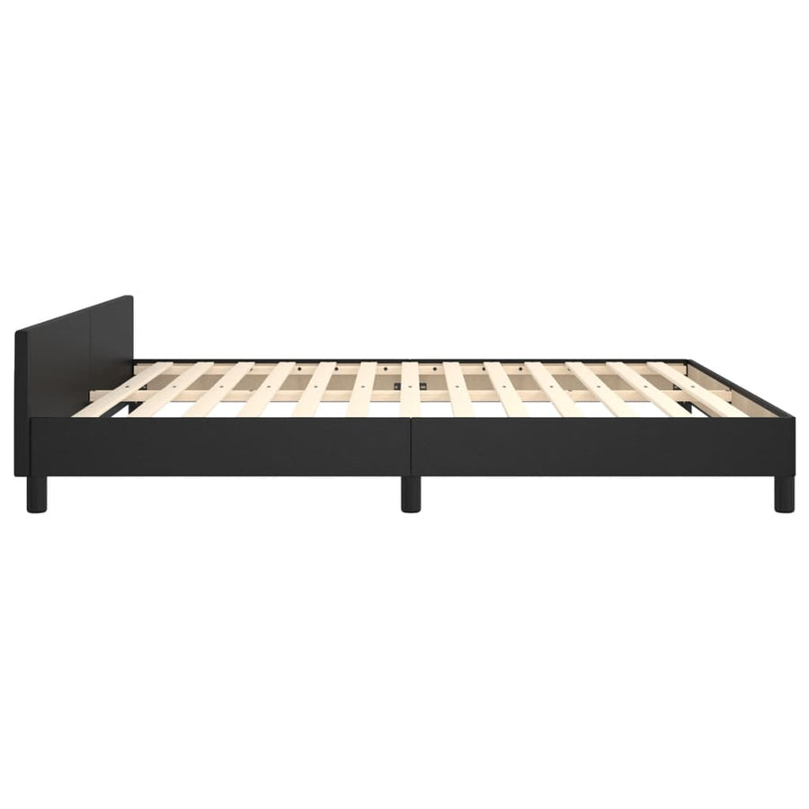 Bedframe Met Hoofdbord Kunstleer Zwart 160 x 200 cm Effen ontwerp