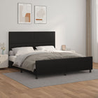 Bedframe Met Hoofdbord Kunstleer Zwart 160 x 200 cm Effen ontwerp