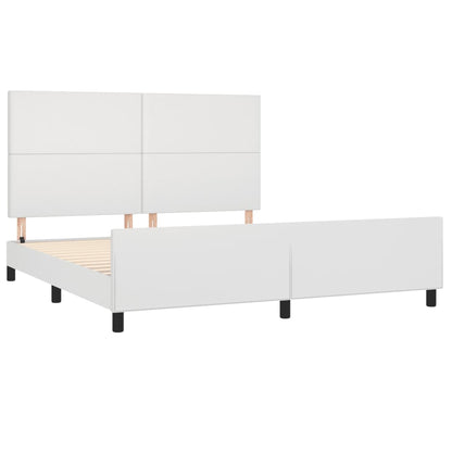 Bedframe Met Hoofdbord Kunstleer Wit 160 x 200 cm Effen ontwerp