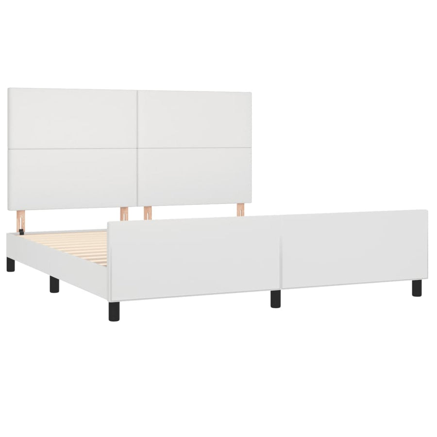 Bedframe Met Hoofdbord Kunstleer Wit 160 x 200 cm Effen ontwerp