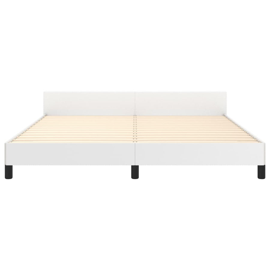 Bedframe Met Hoofdbord Kunstleer Wit 160 x 200 cm Effen ontwerp