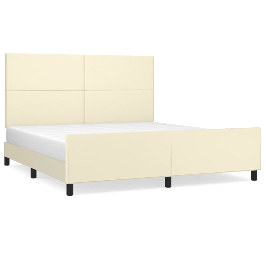 Bedframe Met Hoofdbord Kunstleer Kleurig 160 x 200 cm Crème
