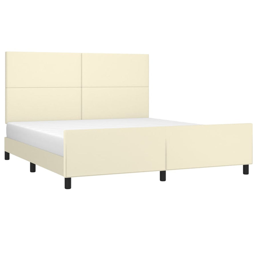 Bedframe Met Hoofdbord Kunstleer Kleurig 160 x 200 cm Crème