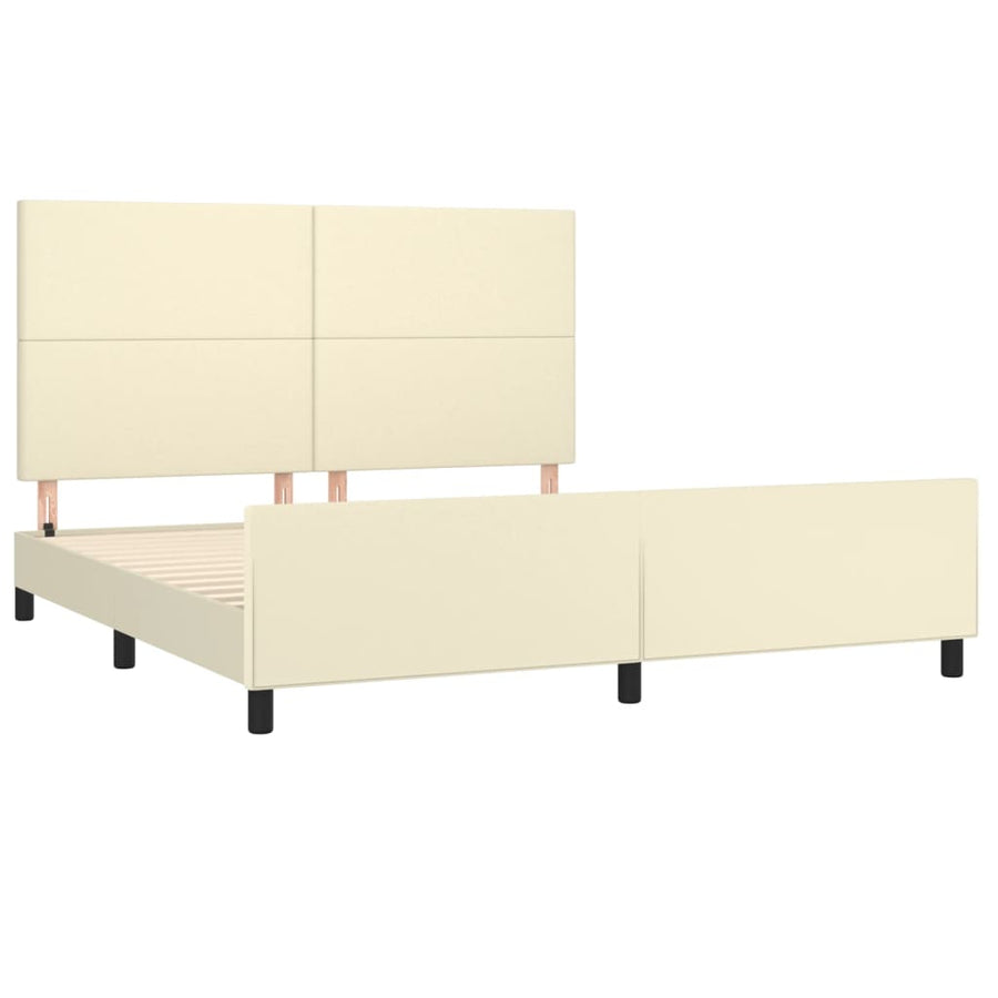 Bedframe Met Hoofdbord Kunstleer Kleurig 160 x 200 cm Crème