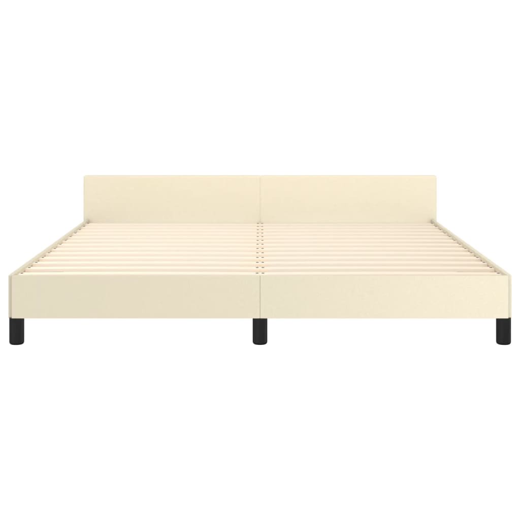 Bedframe Met Hoofdbord Kunstleer Kleurig 160 x 200 cm Crème