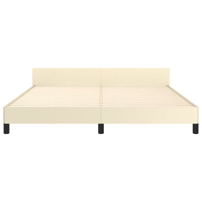 Bedframe Met Hoofdbord Kunstleer Kleurig 160 x 200 cm Crème