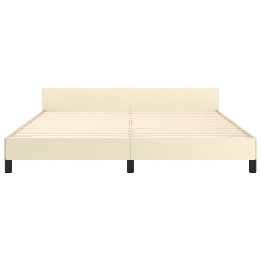 Bedframe Met Hoofdbord Kunstleer Kleurig 160 x 200 cm Crème
