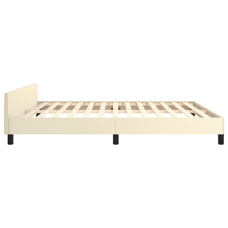 Bedframe Met Hoofdbord Kunstleer Kleurig 160 x 200 cm Crème