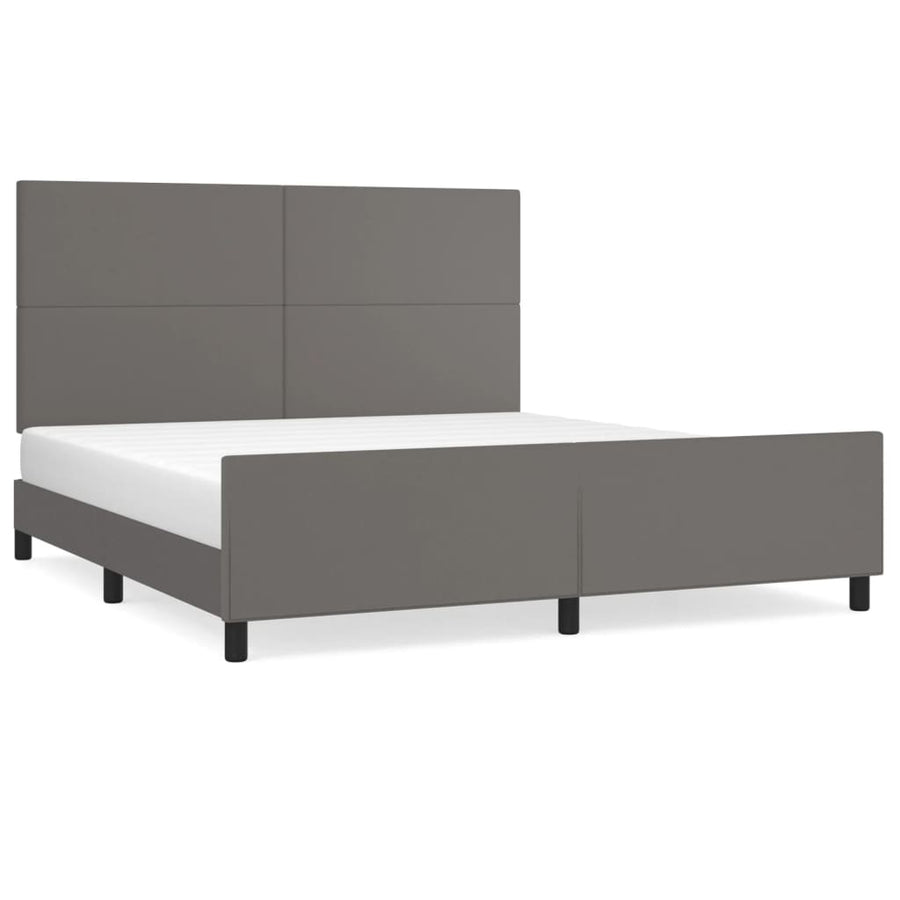 Bedframe Met Hoofdbord Kunstleer Grijs 160 x 200 cm Effen ontwerp