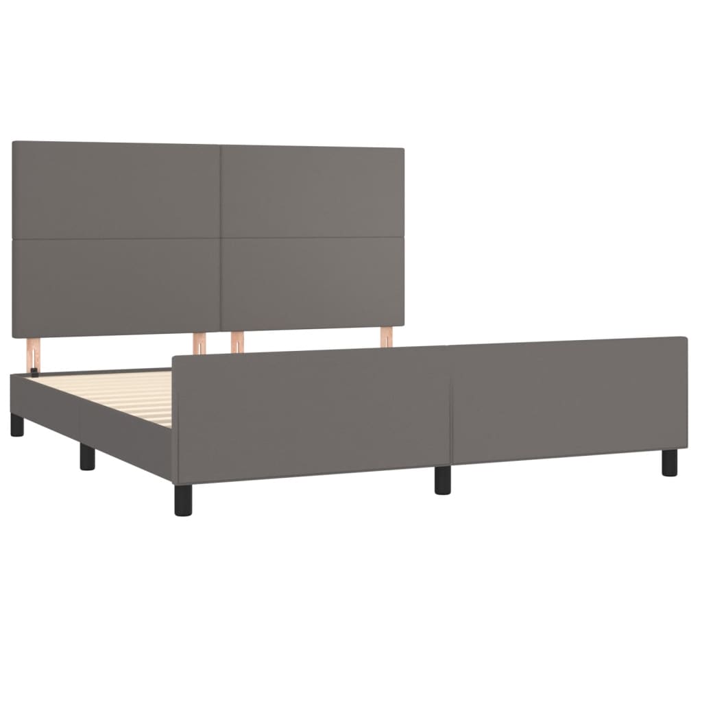 Bedframe Met Hoofdbord Kunstleer Grijs 160 x 200 cm Effen ontwerp