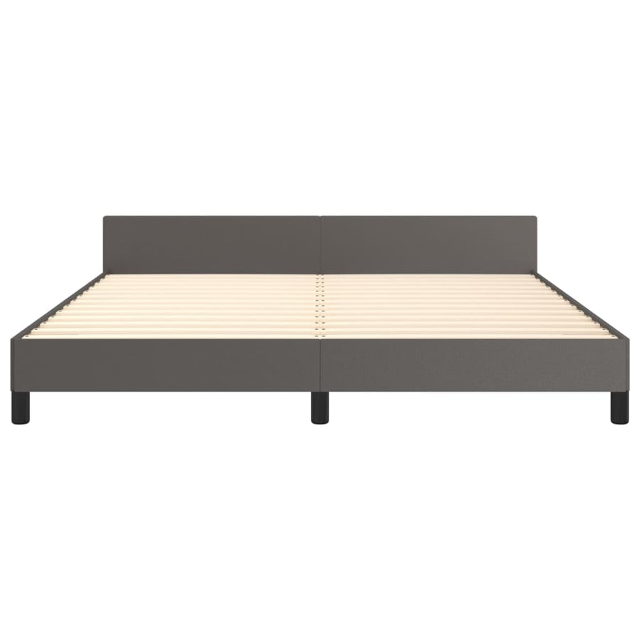 Bedframe Met Hoofdbord Kunstleer Grijs 160 x 200 cm Effen ontwerp