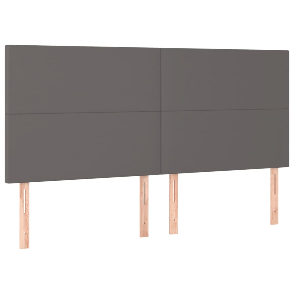 Bedframe Met Hoofdbord Kunstleer Grijs 160 x 200 cm Effen ontwerp