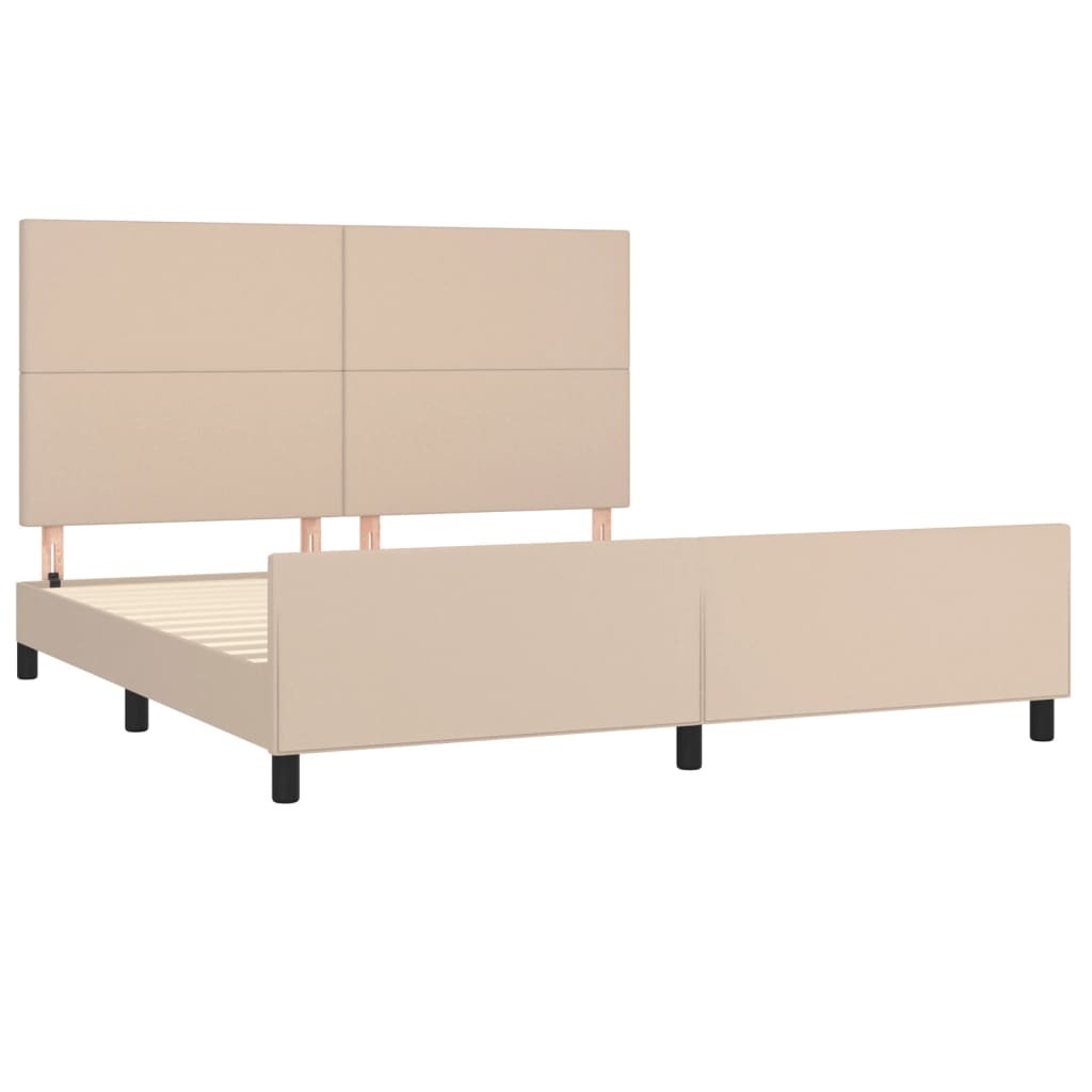 Bedframe met hoofdbord kunstleer cappuccinokleurig 160x200 cm