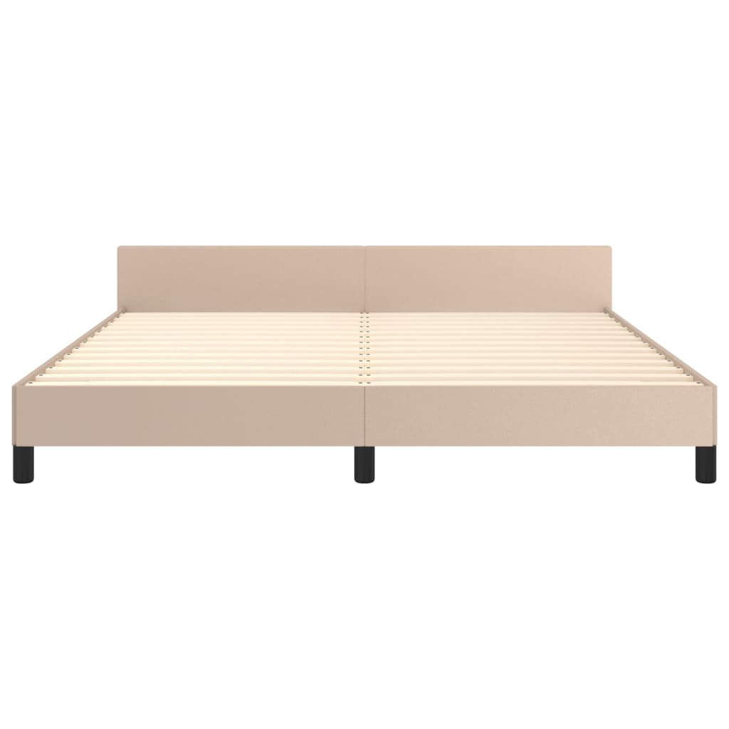 Bedframe met hoofdbord kunstleer cappuccinokleurig 160x200 cm