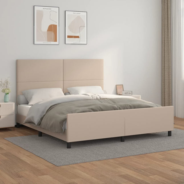 Bedframe met hoofdbord kunstleer cappuccinokleurig 160x200 cm 160 x 200 cm Cappuccino