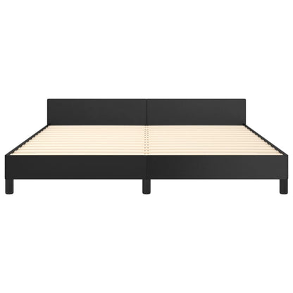 Bedframe Met Hoofdbord Kunstleer Zwart 180 x 200 cm Effen ontwerp