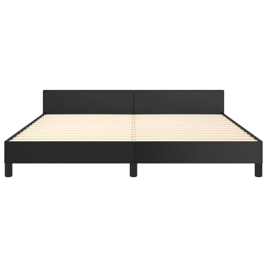 Bedframe Met Hoofdbord Kunstleer Zwart 180 x 200 cm Effen ontwerp