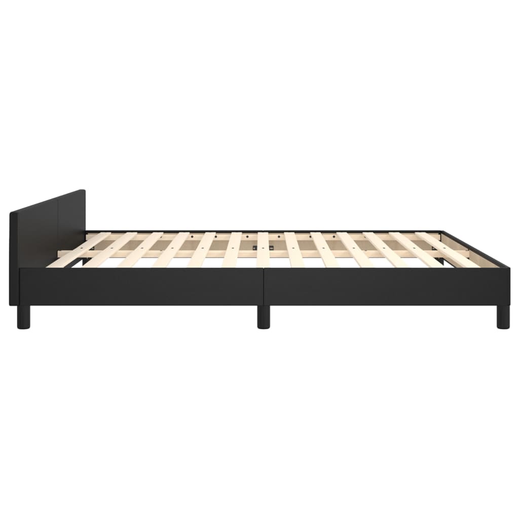 Bedframe Met Hoofdbord Kunstleer Zwart 180 x 200 cm Effen ontwerp