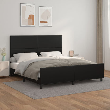 Bedframe Met Hoofdbord Kunstleer Zwart 180 x 200 cm Effen ontwerp