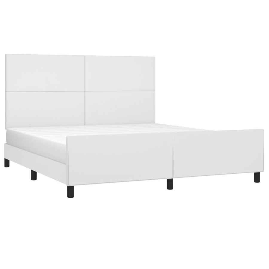 Bedframe Met Hoofdbord Kunstleer Wit 180 x 200 cm Effen ontwerp