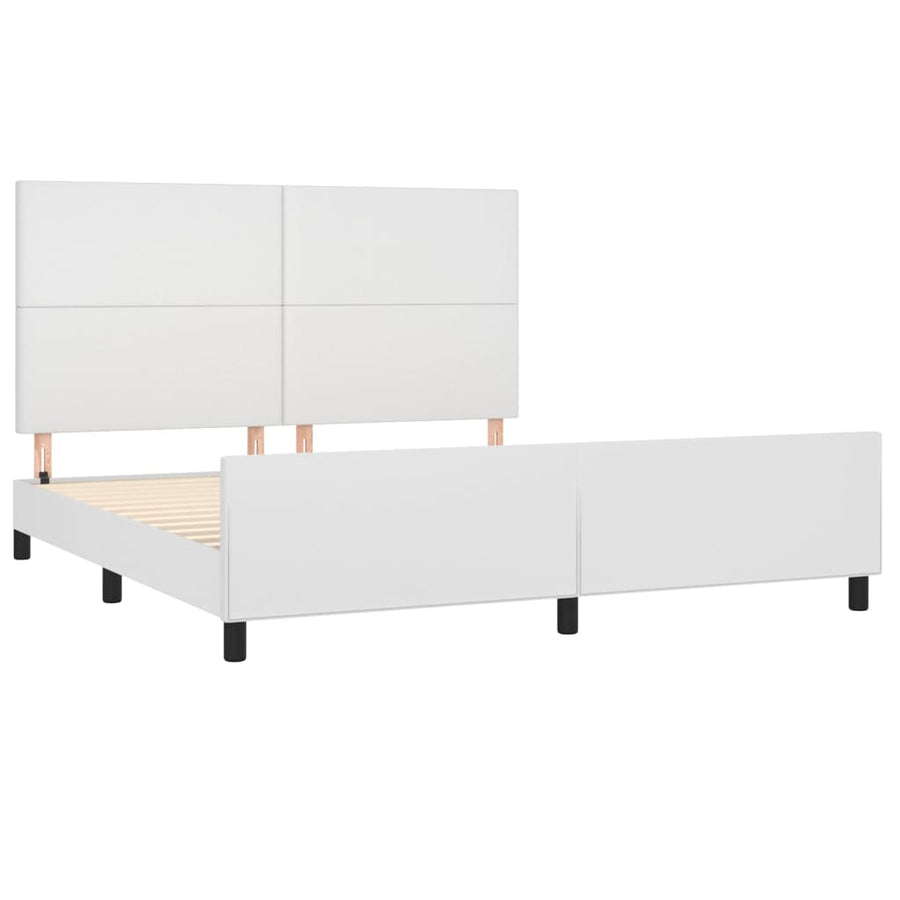 Bedframe Met Hoofdbord Kunstleer Wit 180 x 200 cm Effen ontwerp