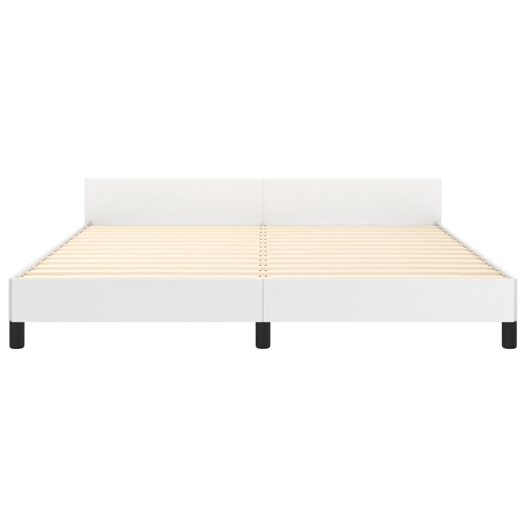 Bedframe Met Hoofdbord Kunstleer Wit 180 x 200 cm Effen ontwerp