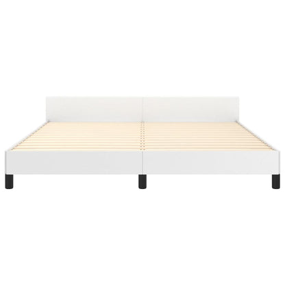 Bedframe Met Hoofdbord Kunstleer Wit 180 x 200 cm Effen ontwerp