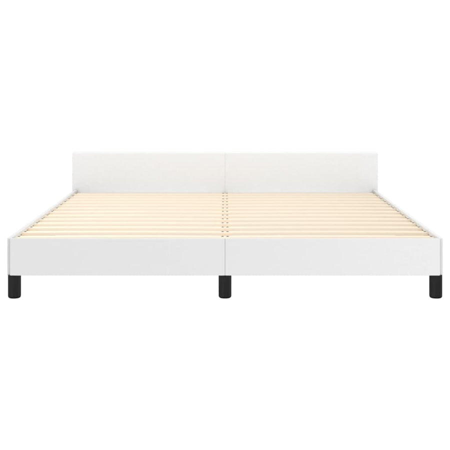 Bedframe Met Hoofdbord Kunstleer Wit 180 x 200 cm Effen ontwerp