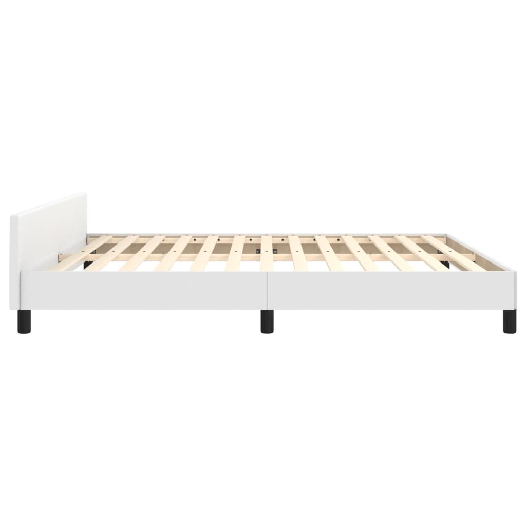 Bedframe Met Hoofdbord Kunstleer Wit 180 x 200 cm Effen ontwerp