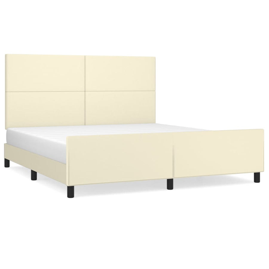 Bedframe Met Hoofdbord Kunstleer Kleurig 180 x 200 cm Crème