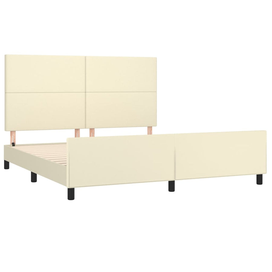 Bedframe Met Hoofdbord Kunstleer Kleurig 180 x 200 cm Crème