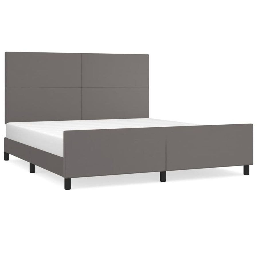 Bedframe Met Hoofdbord Kunstleer Grijs 180 x 200 cm Effen ontwerp