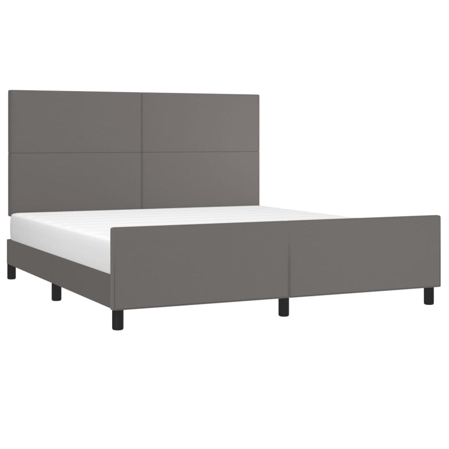 Bedframe Met Hoofdbord Kunstleer Grijs 180 x 200 cm Effen ontwerp