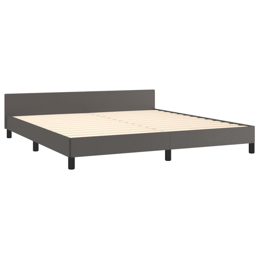 Bedframe Met Hoofdbord Kunstleer Grijs 180 x 200 cm Effen ontwerp