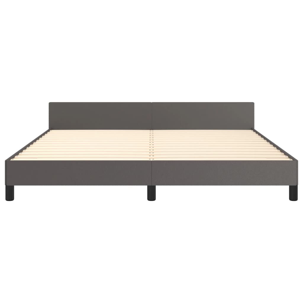 Bedframe Met Hoofdbord Kunstleer Grijs 180 x 200 cm Effen ontwerp