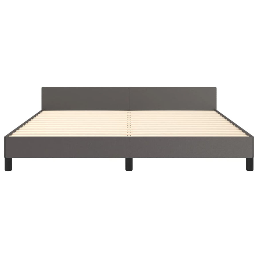 Bedframe Met Hoofdbord Kunstleer Grijs 180 x 200 cm Effen ontwerp