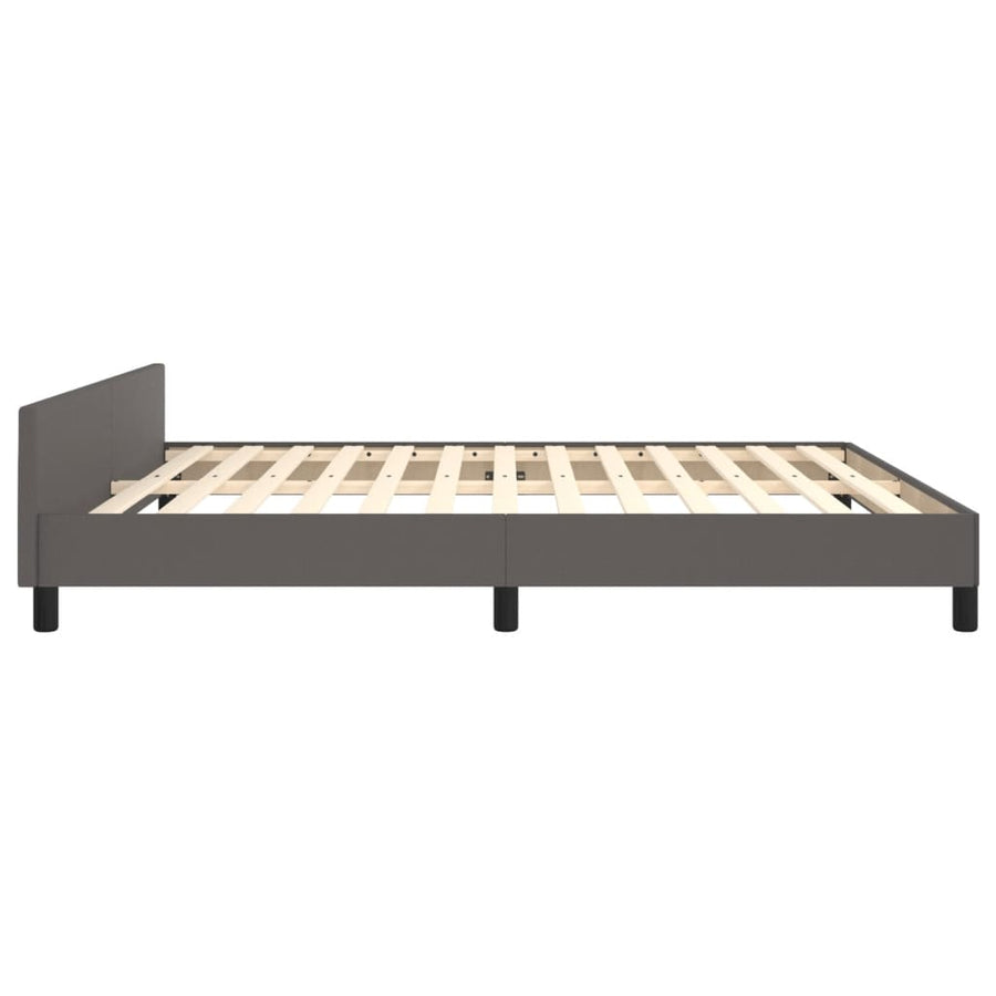 Bedframe Met Hoofdbord Kunstleer Grijs 180 x 200 cm Effen ontwerp