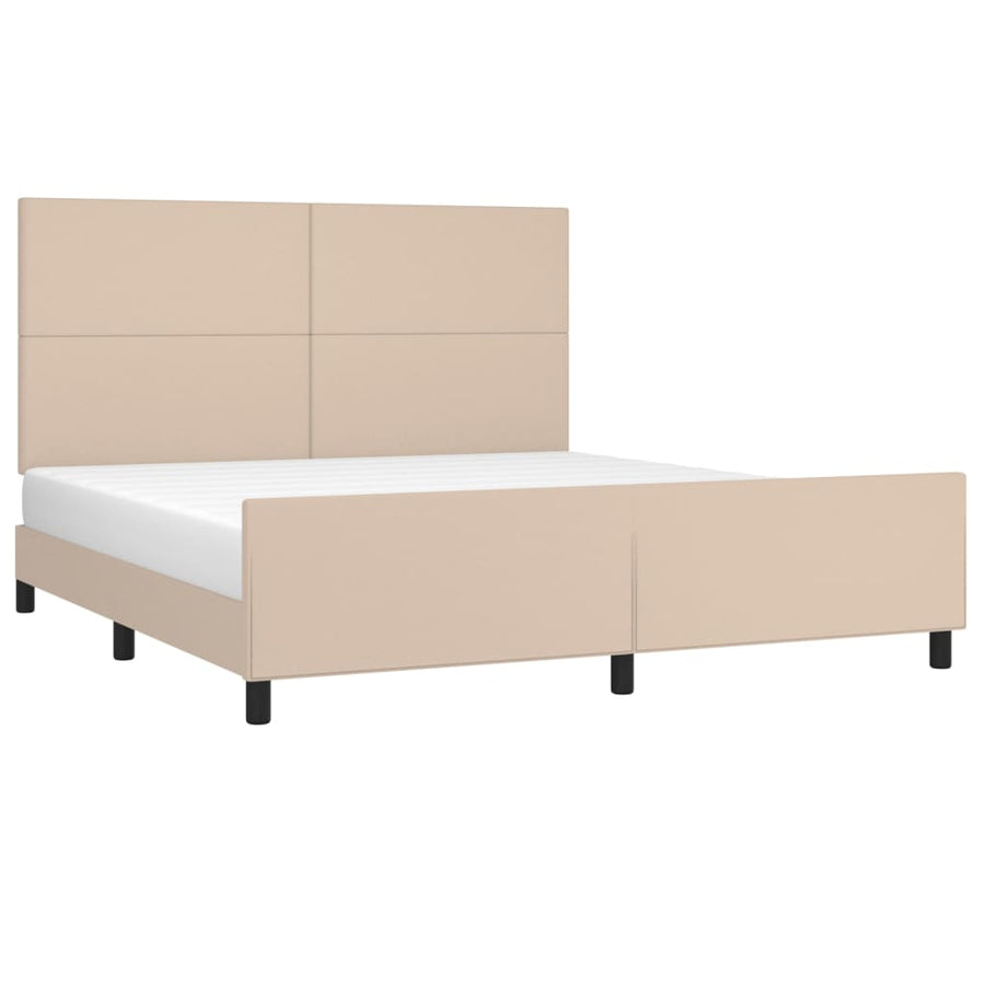 Bedframe Met Hoofdbord Kunstleer Kleurig Cappuccino 180 x 200 cm Effen ontwerp